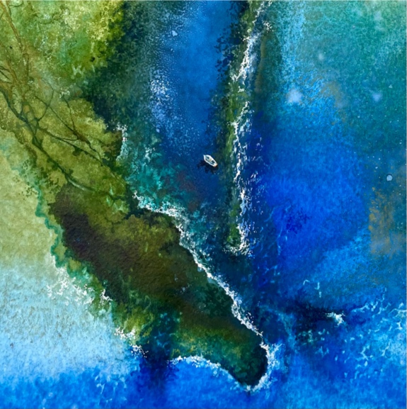 Pouring Watercolour Seascapes | Inspired by Aerial Coastlines